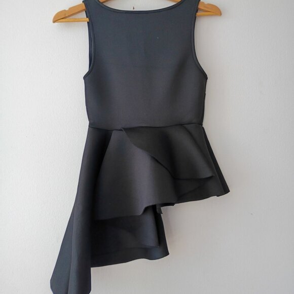 Asymmetrical Peplum Top Black Sleeveless Blouse – Size Small - Picture 2 of 7